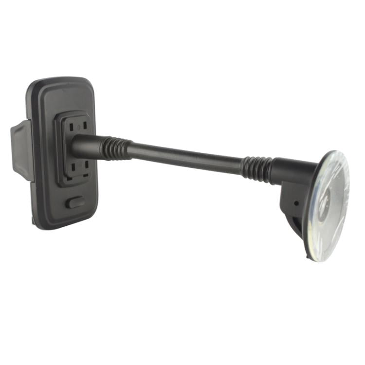 Universal suction mount phone holder with extendable arm and black base