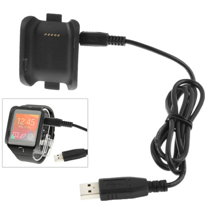 Black charging cradle dock with attached charging cable for smartwatch