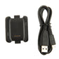 Black charging cradle dock with coiled USB cable for smartwatch charging