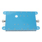 Blue rear panel of GSM 900 signal repeater booster with ports, screws, and metal connectors