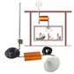 Cellular signal repeater booster kit with dome antenna, orange RF module, and cables