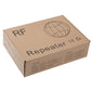 RF signal repeater shipping box with RF logo and spec panel