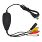 USB video capture cable set with USB connector, RCA plugs, and color-coded wires
