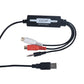 USB audio capture device with USB plug and RCA plus 3.5mm audio cables