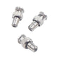 RCA to BNC adapter set of three views, silver metal male ends with knurling