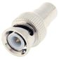 93 ohm BNC plug terminator, metal body with ridged grip and BNC connector face