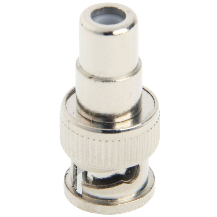 93 ohm BNC plug terminator end view with internal center hole and metal contacts