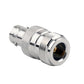 BNC to N adapter connector with threaded N jack and textured metal grip