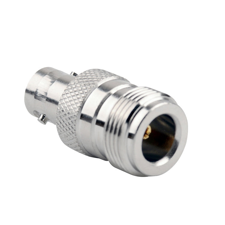 BNC to N adapter connector with threaded N jack and textured metal grip