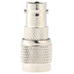 TNC end of BNC-to-TNC coax adapter with polished metal plug and grip ring