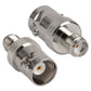 Two-piece BNC-to-SMA connector set with metal jacks and knurled grips