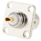 Metal BNC jack chassis-mount connector, front view with gold center contact