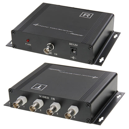 4-channel video multiplexer receiver with DC12V, power LED, and RCA video IN ports