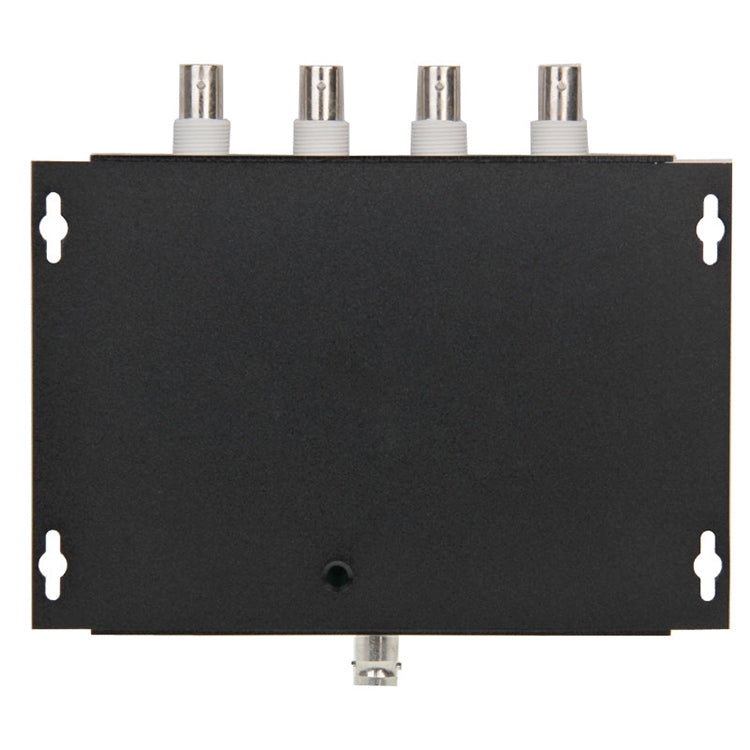 4-channel video multiplexer receiver back panel with antenna ports and mounting holes