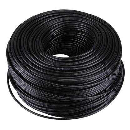 Black RG coaxial cable spool, coiled on a roll for 75 ohm RF connections