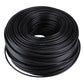 Coiled black 75 ohm RF coaxial cable on a compact spool, 180 m length
