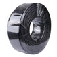 Coiled black 75 ohm RF coaxial cable roll with bundled plastic wrap