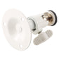 White mounting bracket with circular plate and adjustable metal ball joint connector