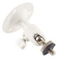Close-up of white mounting bracket with black rubber washer and threaded locking knob