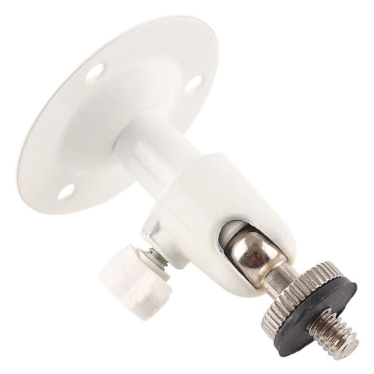 Close-up of white mounting bracket with black rubber washer and threaded locking knob