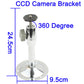 CCTV camera mounting bracket with circular base plate and side mounting arm