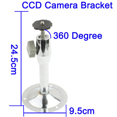 CCTV camera mounting bracket with circular base plate and side mounting arm
