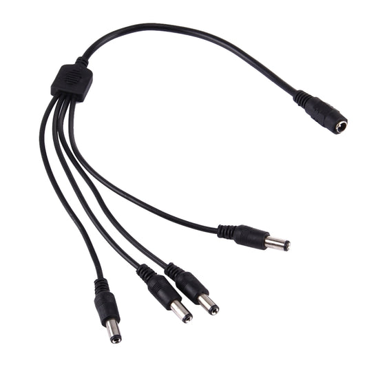 5.5x2.1mm DC power splitter cable, 1 female to 4 male plugs, black