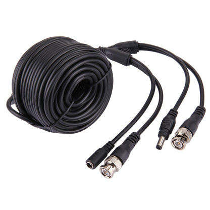 CCTV video cable with BNC connectors, 15m black coax cable coil