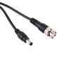Black coax video cable with BNC male connector and barrel plug end, 15m