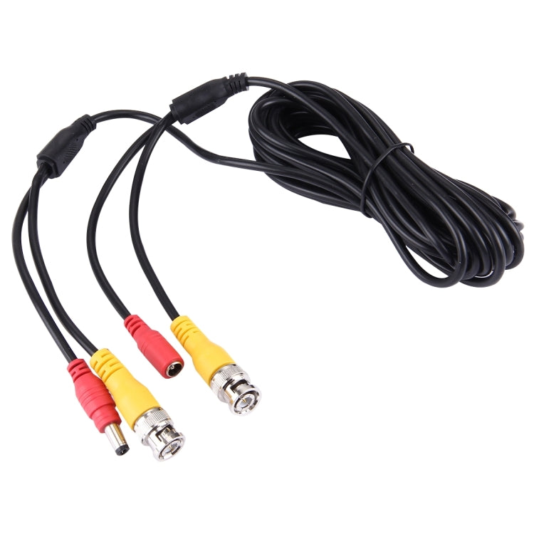 Coaxial CCTV/RG59 cable with RCA connectors, bundled with black and colored leads