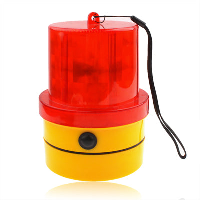 Red dome strobe warning light with yellow magnetic base and black cable