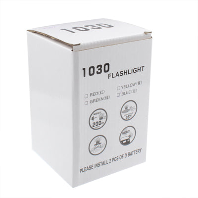 1030 flashlight retail box for strobe warning light, color labels shown