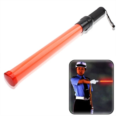 Red LED safety traffic baton with black handle and alarm cord, 53.5cm