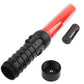 Red LED traffic baton with detachable black end cap and battery tray