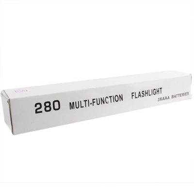 Retail box for 280 multi-function flashlight with 3AAA batteries