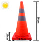 Orange traffic warning cone with black reflective bands and flat base, 56 cm