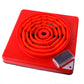 Red solar LED traffic cone base with spiral reflector and small clear lens