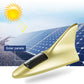 Gold solar shark fin alarm light with solar panel and sun-ray indicator
