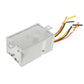 DC step-down transformer with metal housing, mounting bracket, and colored wire leads