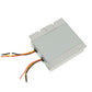 DC 24V to 12V power buck converter with multi-color wire leads, ribbed metal case