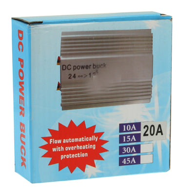 DC power buck step-down transformer box, blue packaging with current labels 10A–45A
