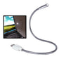 Flexible USB LED light with coiled braided cable, metal LED tip, and USB plug.