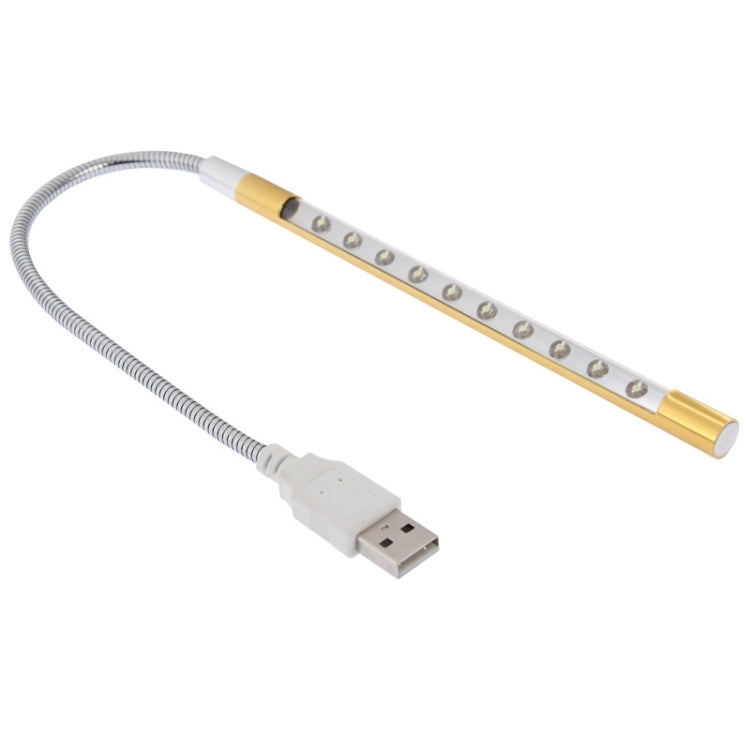 Gold 10-LED USB LED light bar with braided cable and USB connector