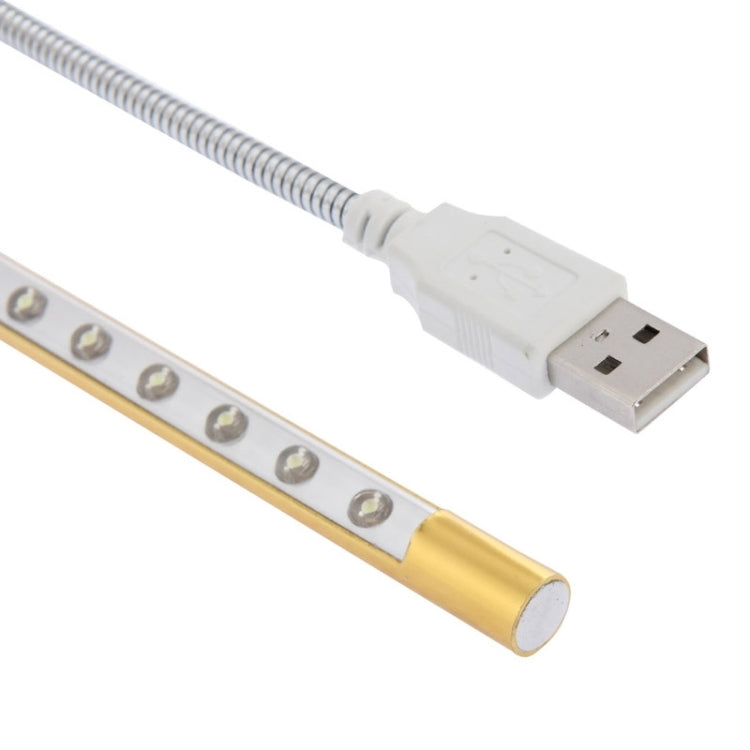 Gold 10-LED USB LED light bar with USB Type-A connector on braided cable