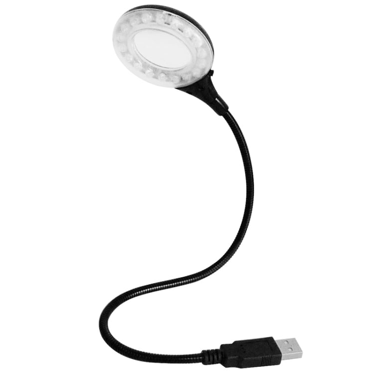 Flexible LED light with round head and black USB cable