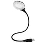 Flexible LED light with round head and black USB plug cable