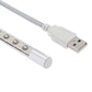 USB connector on braided cable attached to silver LED light bar