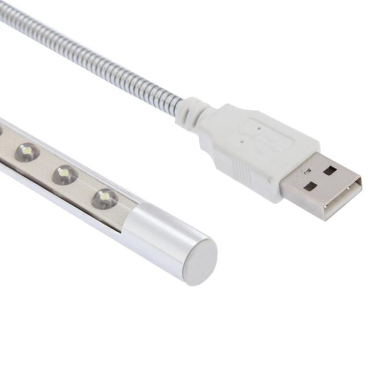 USB connector on braided cable attached to silver LED light bar