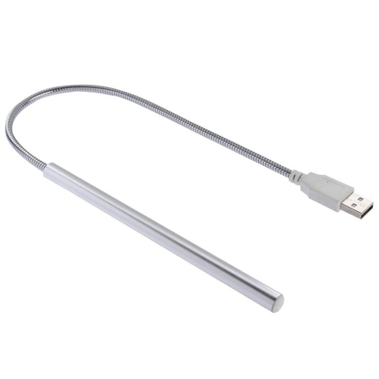 Metal-silver LED light bar with braided USB cable
