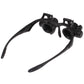 Black watch repair magnifier with two round lenses on a flexible headband